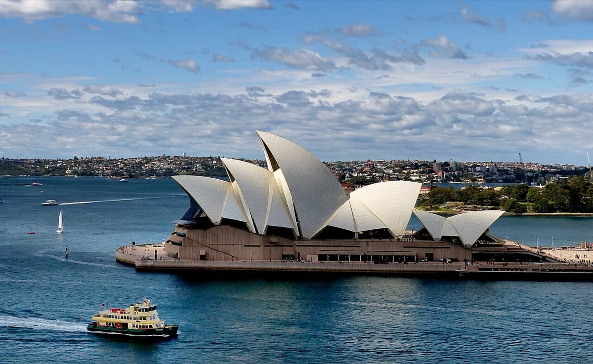 Sydney Opera House beside the harbour